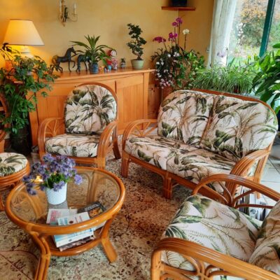 Coussins pour salon rotin